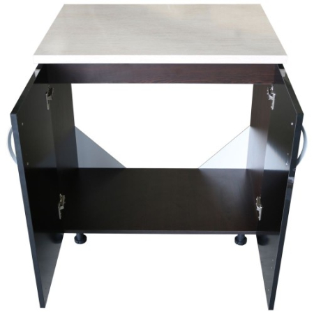 Masca pentru chiuveta cu 2 usi 80 cm Zebra, wenge/Negru lucios, cu blat Travertin, 80 x 85 x 60 cm [1]