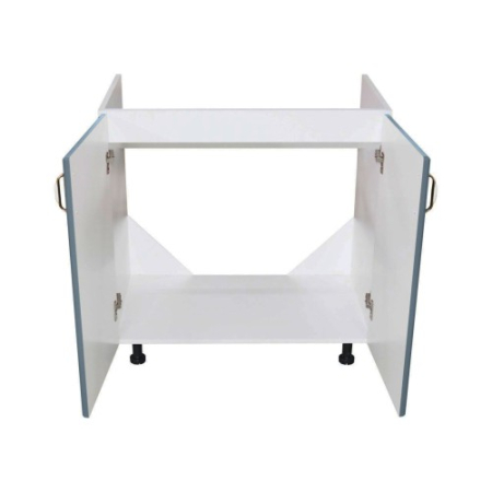 Masca pentru chiuveta cu 2 usi Zebra, Alba/MDF Albastru, fara blat, 80 x 82 x 50 cm [3]