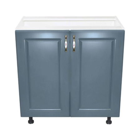 Masca pentru chiuveta cu 2 usi Zebra, Alba/MDF Albastru, fara blat, 80 x 82 x 50 cm [2]