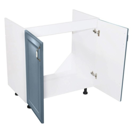 Masca pentru chiuveta cu 2 usi Zebra, Alba/MDF Albastru, fara blat, 80 x 82 x 50 cm [3]