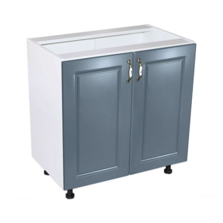 Corpuri Inferioare - Masca pentru chiuveta cu 2 usi Zebra, Alba/MDF Albastru, fara blat, 80 x 82 x 50 cm