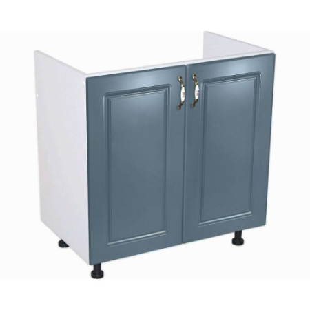 Corpuri Inferioare - Masca pentru chiuveta cu 2 usi Zebra, Alba/MDF Albastru, fara blat, 80 x 82 x 50 cm