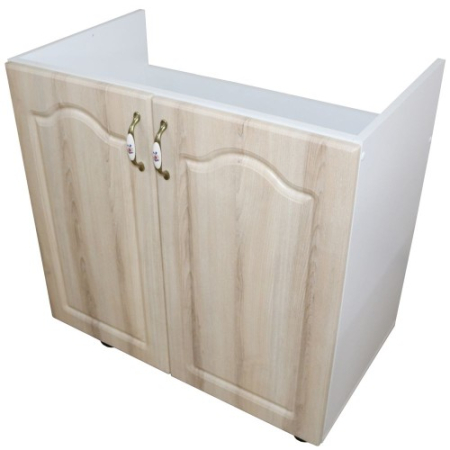 Corpuri Inferioare - Masca pentru chiuveta cu 2 usi Zebra, Alba/MDF Sonoma, fara blat, 80 x 82 x 50 cm