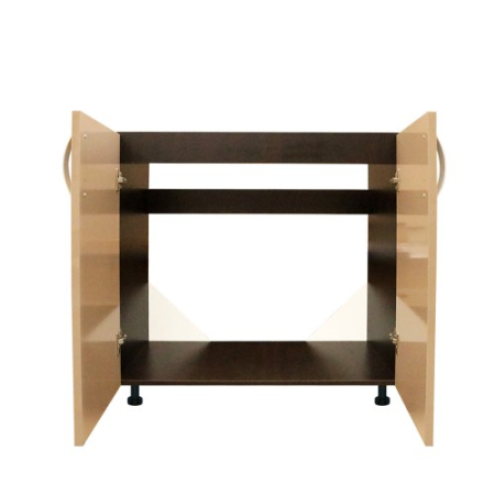 Masca pentru chiuveta cu 2 usi Zebra, Wenge/Cappuccino lucios, fara blat, 80 x 82 x 50 cm [2]