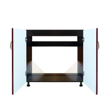 Masca pentru chiuveta cu 2 usi Zebra, Wenge/MDF Rosu, fara blat, 80 x 82 x 50 cm [2]