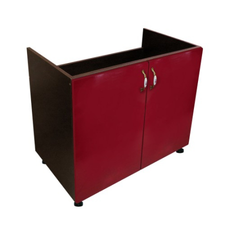 Corpuri Inferioare - Masca pentru chiuveta cu 2 usi Zebra, Wenge/MDF Rosu, fara blat, 80 x 82 x 50 cm