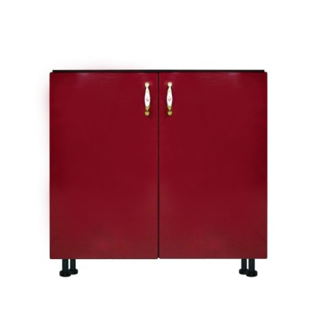 Masca pentru chiuveta cu 2 usi Zebra, Wenge/MDF Rosu, fara blat, 80 x 82 x 50 cm [1]