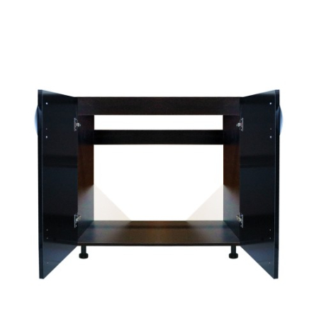 Masca pentru chiuveta cu 2 usi Zebra, Wenge/Negru lucios, fara blat, 80 x 82 x 50 cm [2]