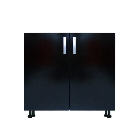 Masca pentru chiuveta cu 2 usi Zebra, Wenge/Negru lucios, fara blat, 80 x 82 x 50 cm [1]