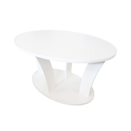 Masute Cafea - Masuta cafea Ovala cu role, alba, 94 x 54 x 64 cm