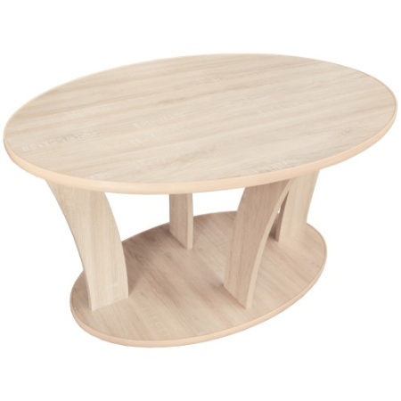 Masute Cafea - Masuta cafea Ovala cu role, sonoma, 94 x 54 x 64 cm