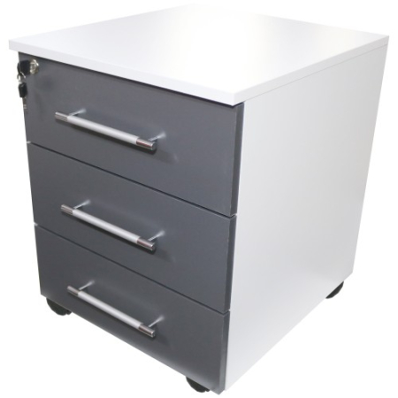 Mobilier Birou - Office  Alb/Gri Comoda Birou 3 sertare