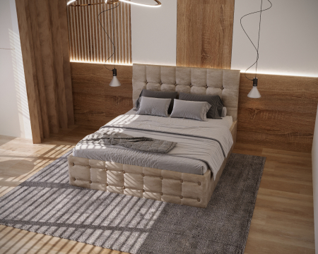 Paturi - Pat King Tapitat Bej 160x200