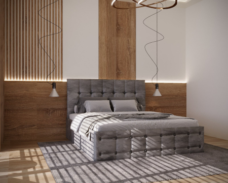 Paturi - Pat King Tapitat Gri 160x200