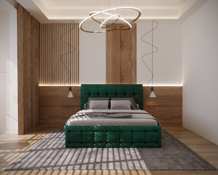 Paturi - Pat King Tapitat Verde 180x200