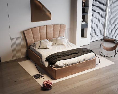 Paturi - Pat Lion Tapitat Bej 160x200