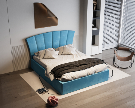 Paturi - Pat Lion Tapitat Turcoaz 140x200