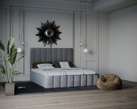 Paturi - Pat Nadia Tapitat Gri 160x200