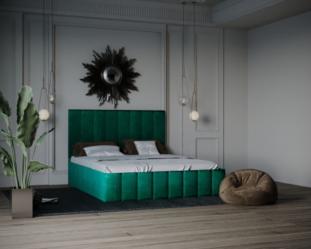 Paturi - Pat Nadia Tapitat Verde 160x200