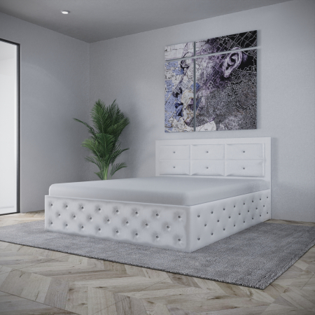 Paturi - Pat Naybet New Tapitat Alb fara Saltea