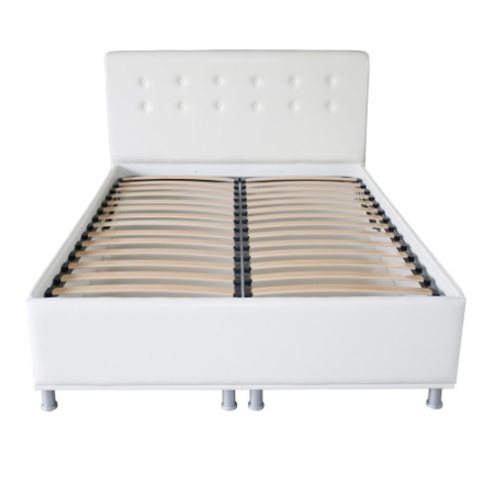 Pat tapitat 1400x2000 alb cu somiera rabatabila [1]