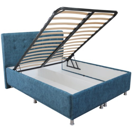 Pat tapitat 1400x2000 albastru cu somiera rabatabila [3]