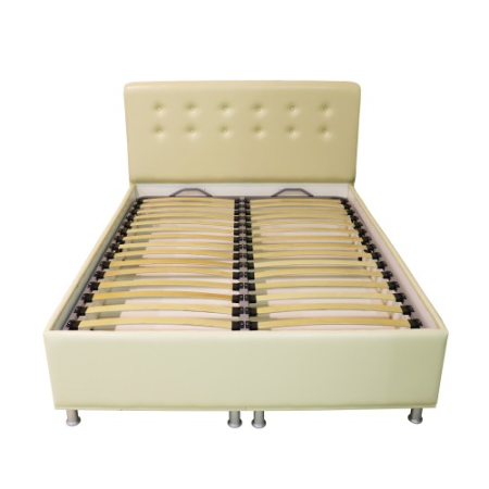 Pat tapitat 1400x2000 bej cu somiera rabatabila [1]