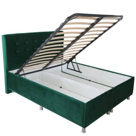 Pat tapitat 1400x2000 verde cu somiera rabatabila [3]