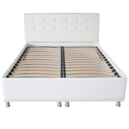 Pat tapitat 1600x2000 alb cu somiera rabatabila [1]