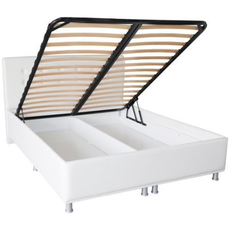 Pat tapitat 1600x2000 alb cu somiera rabatabila [2]