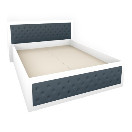 Paturi - Pat Torino 140x200 cm, Alb / Piele ecologica Gri