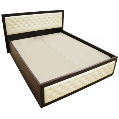 Paturi - Pat Torino 140x200 cm, Wenge / Piele ecologica bej