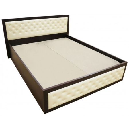 Mobilier Dormitor - Pat Torino 160x200 cm, Wenge / Piele ecologica bej