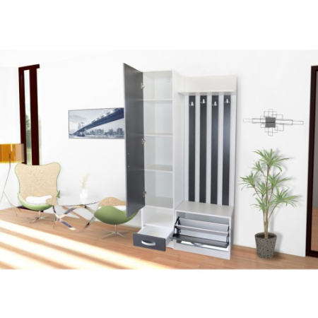 Set Andrei Cuier 600 si Dulap 400 Alb/Gri [1]