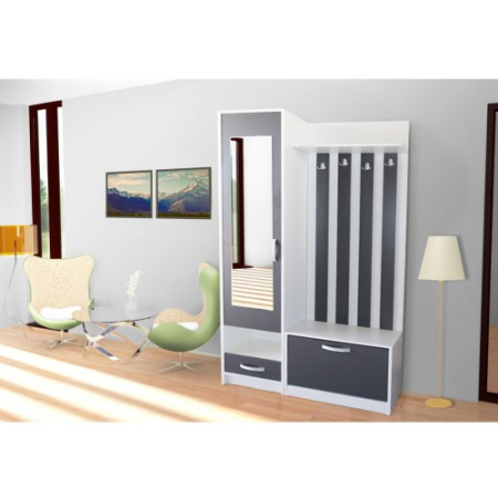 Mobilier Hol - Set Andrei Cuier 800 si Dulap 500 Alb/Gri