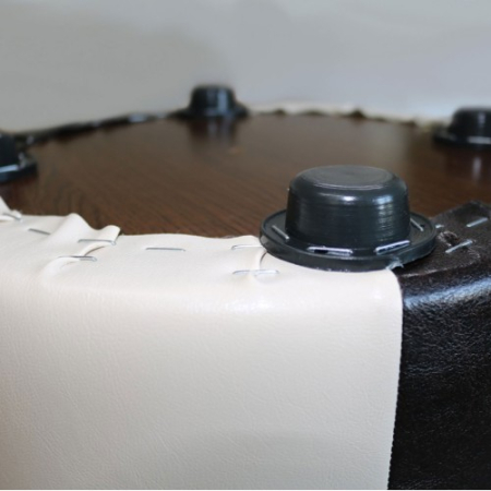 Taburet Tub Piele Bej-Wenge, 33 x 41 cm [1]