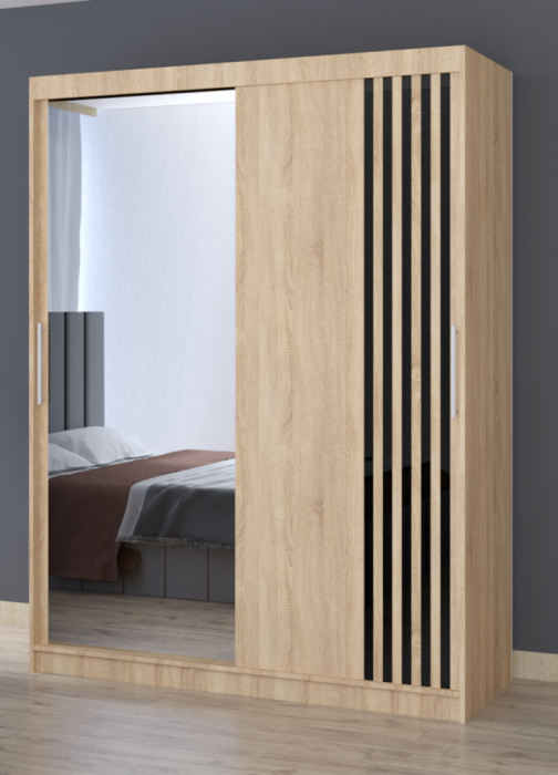Dulap cu 2 usi glisante cu oglinda Riga, 150 cm, Sonoma [1]