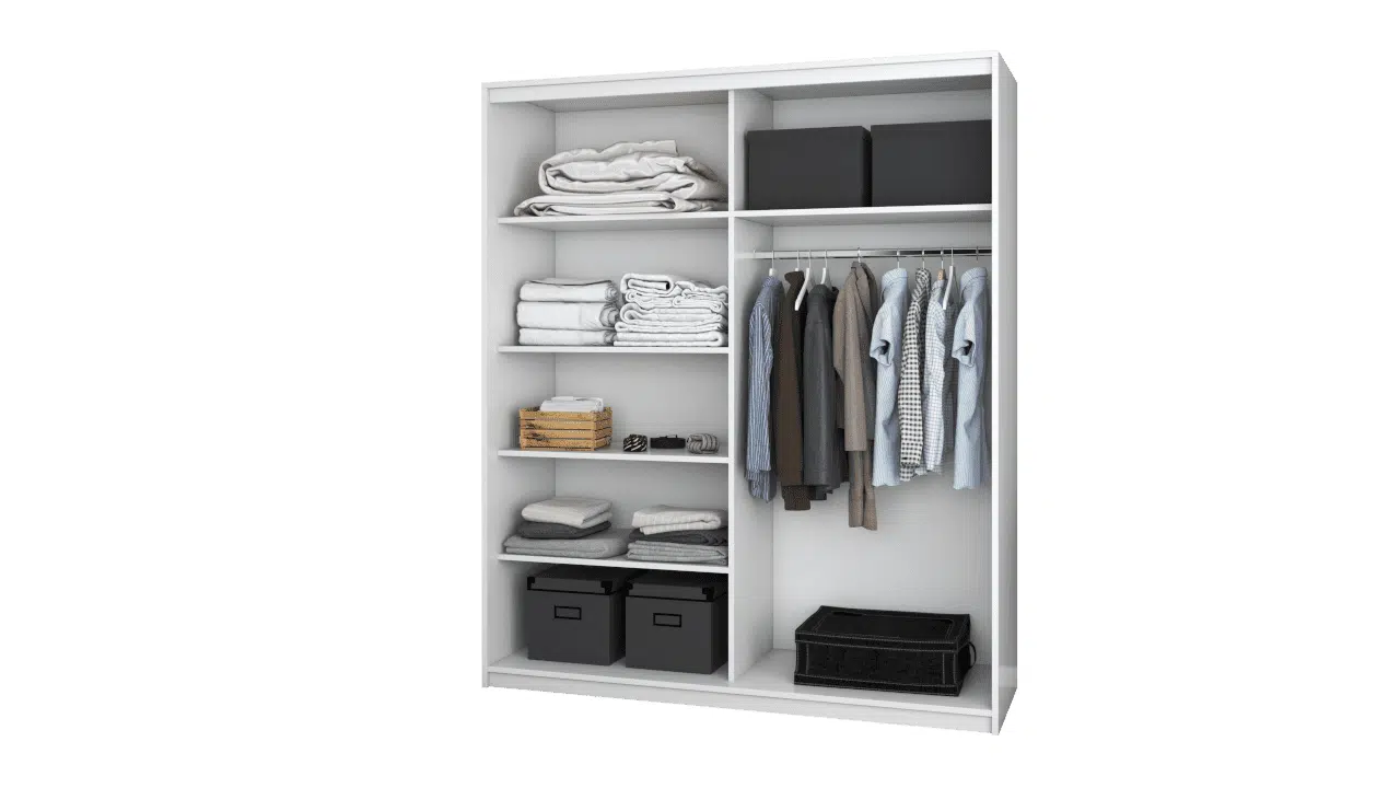 Dulap cu 2 usi glisante cu oglinda Riga, 150 cm, Alb [2]