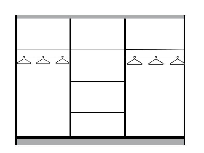 Dulap cu 3 usi glisante cu oglinda, Paris, 200 cm, Alb/Gri [2]