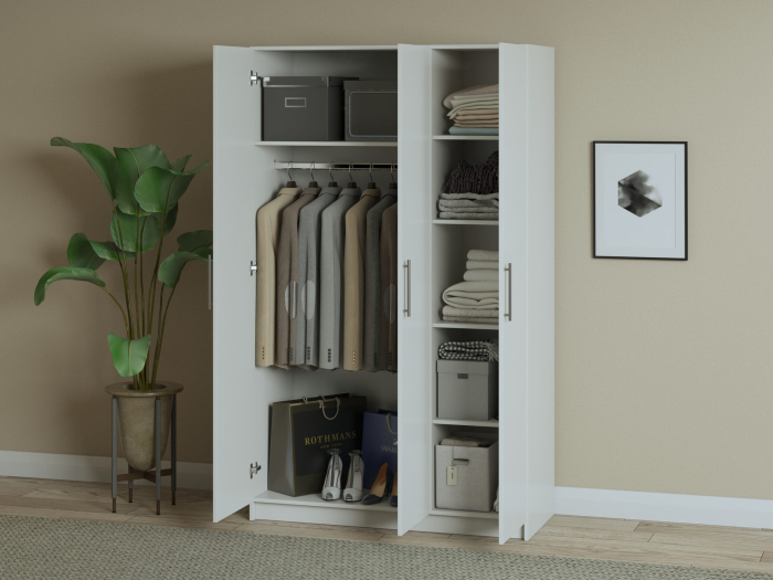 Dulap cu 3 usi Iris cu oglinda, 120 cm, Gri [2]