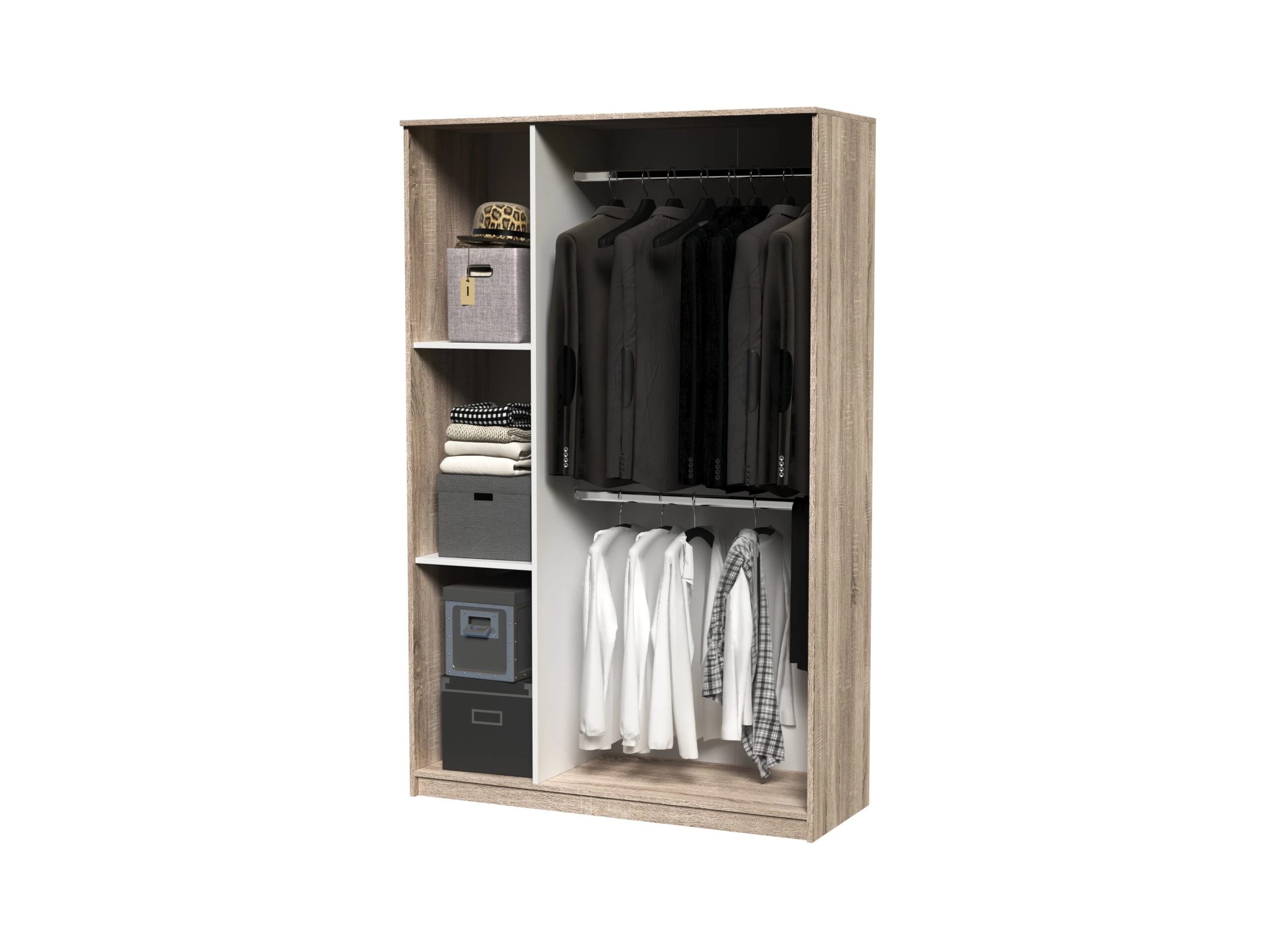 Dulap cu 3 usi Silver, 123 cm, Gri cu insertii argintii [2]