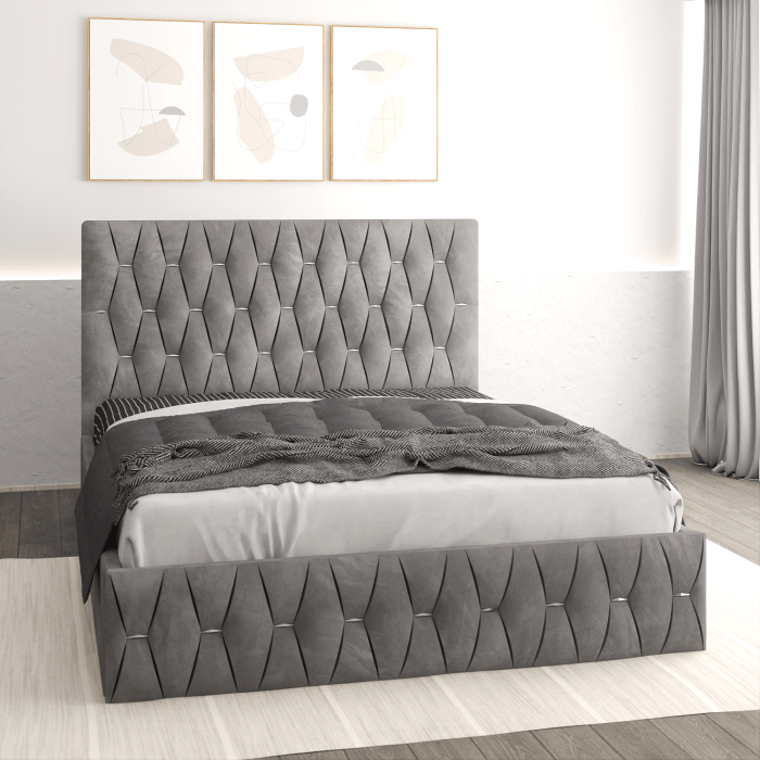 Pat tapitat Nova 160x200 cm, Gri [1]