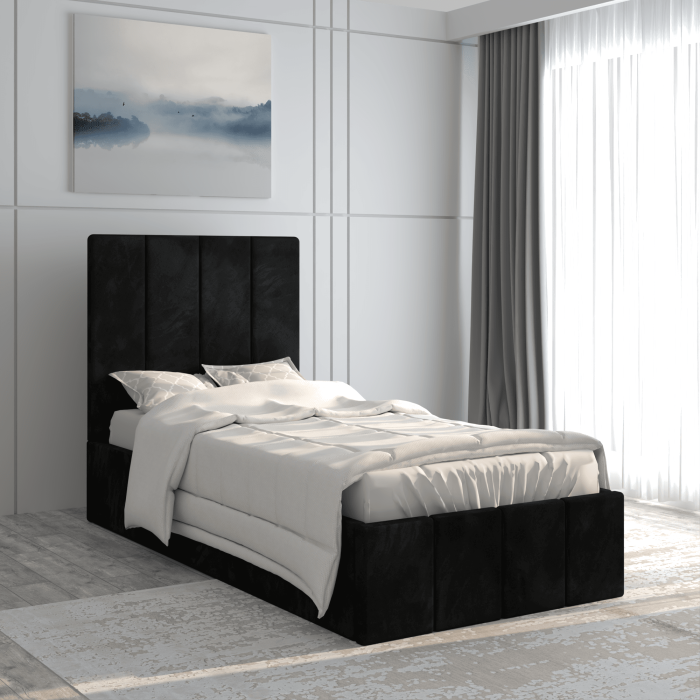 Pat tapitat Prado 90x200 cm, Negru [1]