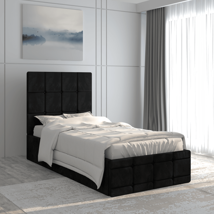 Pat tapitat Royal 90x200 cm, Negru [1]