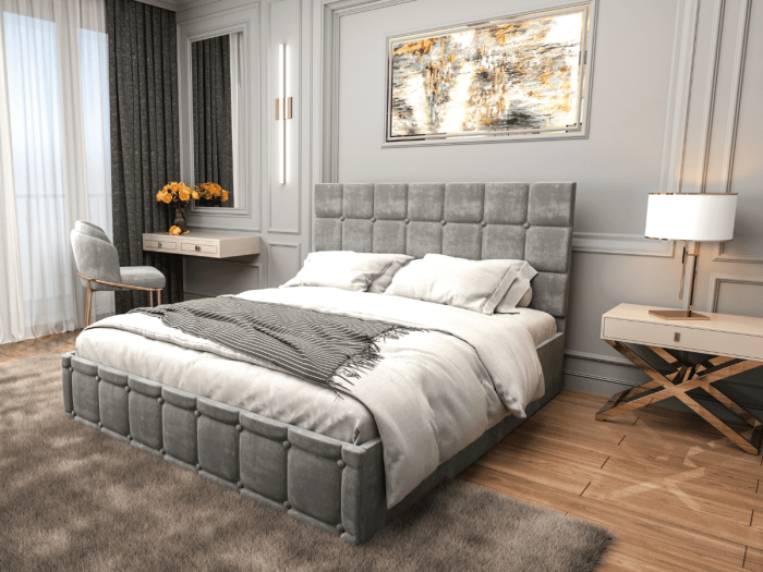 Pat tapitat Royal 160x200 cm, Gri [1]