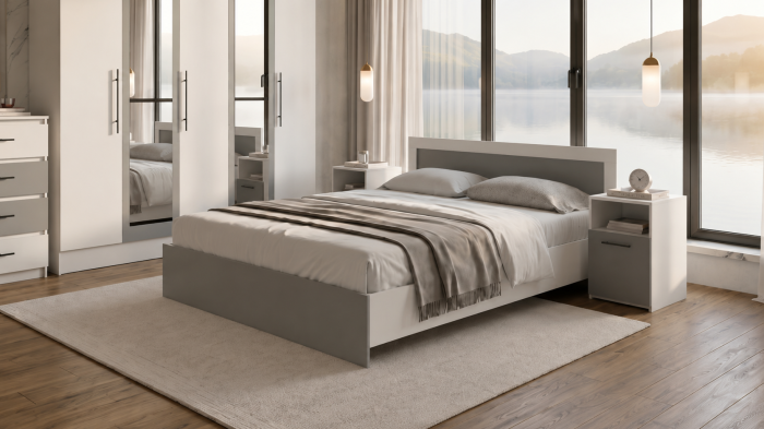 Set dormitor Barcelona, Alb/Gri [2]