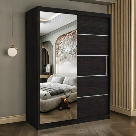 Dulapuri - Dulap cu 2 usi glisante Atlantic cu oglinda, 150 cm, Wenge