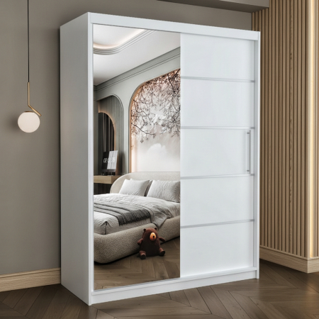 Dulapuri - Dulap cu 2 usi glisante Atlantic cu oglinda, 150 cm, Alb