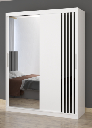 Dulapuri - Dulap cu 2 usi glisante cu oglinda Riga, 150 cm, Alb