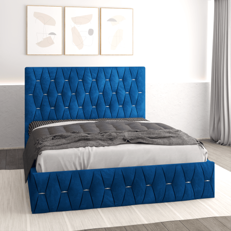 Paturi - Pat tapitat Nova 140x200 cm, Albastru
